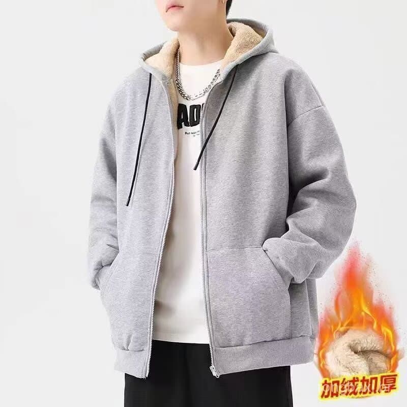 Cardigan com zíper moletom com capuz masculino engrossado solto plus size jaqueta gorda esportes outono inverno jaqueta 