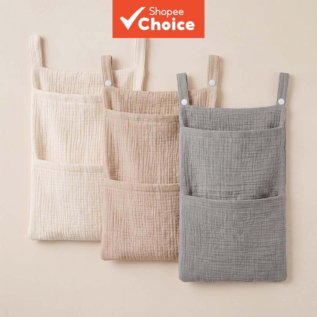 Saco De Armazenamento Suspenso Para Cama De Gaze De Bebê De 3 Cores , Sacos Pendurados Lenços Umedecidos De Fraldas De B