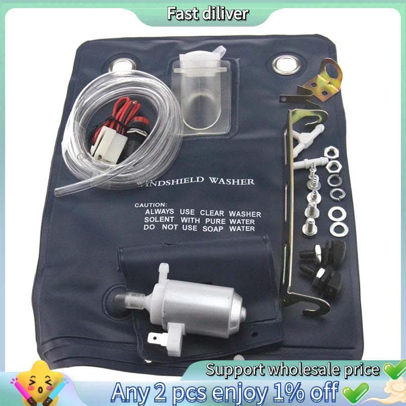 12V 1 Litro De Capacidade De Água Para Limpeza De Janelas De Carro , Lavador De-Brisa , Kit De Bolsa De Bomba De Lavagem