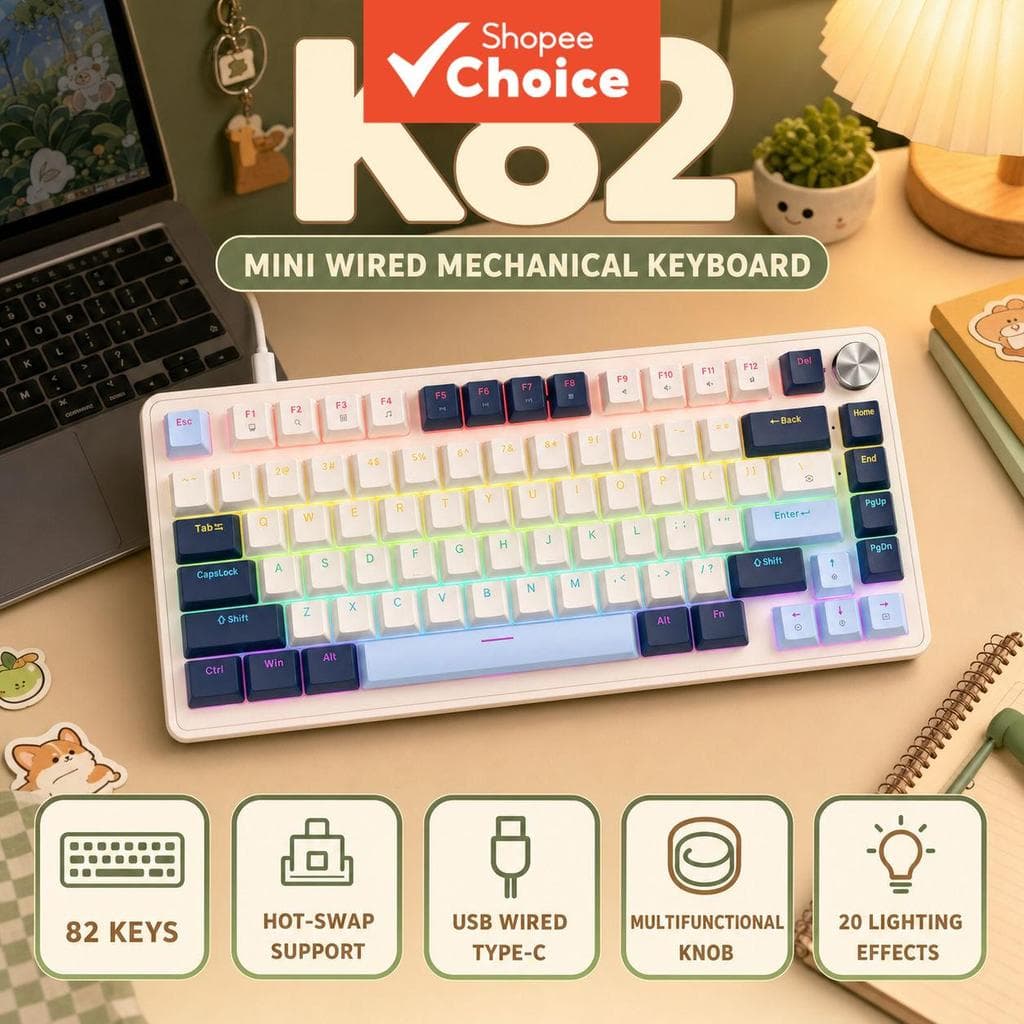 APAYADO K82 teclado mecânico teclado para jogos teclado 82 teclas Tipo-C com fio intercambiável iluminação de cor mista