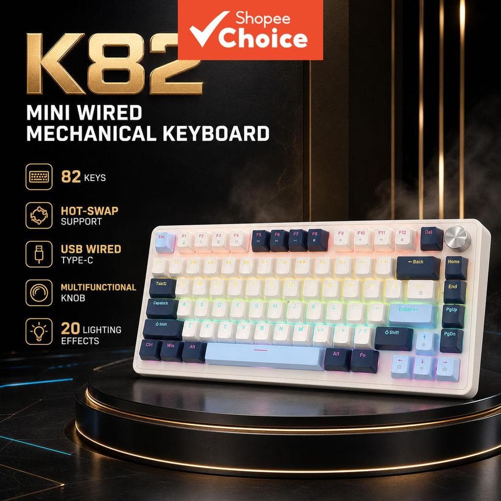 Teclado para jogos APAYADO K82 teclado mecânico mini teclado numérico USB com fio troca a quente layout 75% RGB