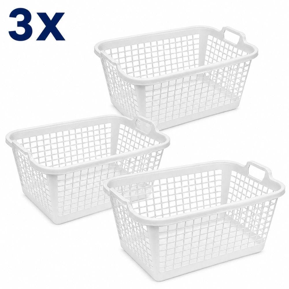 CESTO ORGANIZADOR KIT 3 BANHEIRO BRANCO 14L MULTIUSO GRANDE COM ALÇA COZINHA LAVANDERIA ARMÁRIO FRUTEIRA BANCADA GAVETA