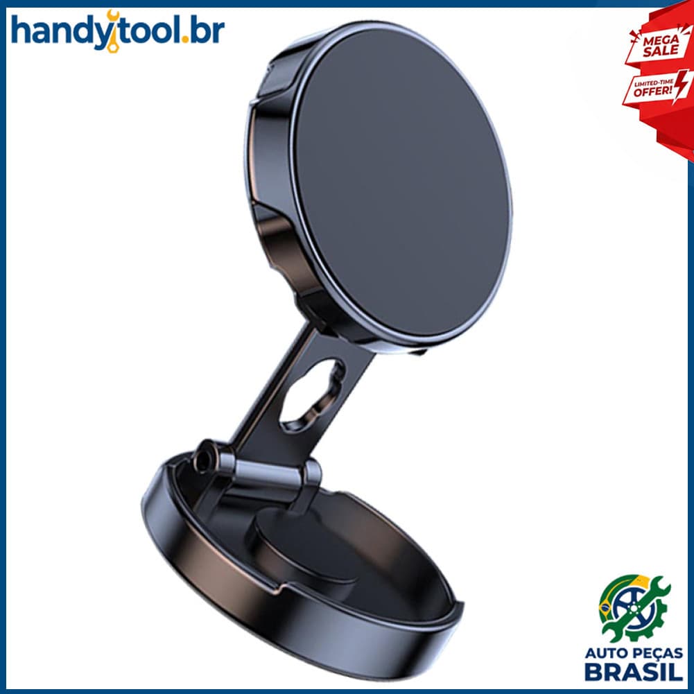 Handytool.br Suporte magnético dobrável para telefone para carro com rotação de 360 ​​° Suporte para painel de controle