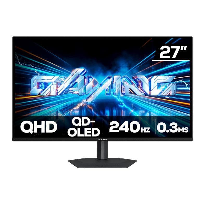 Monitor Gamer Gigabyte GO27Q24A 27'', QD-OLED QHD 240Hz, 0.03ms , G-Sync FreeSync Premium, HDMI/DP, Altura Ajustável