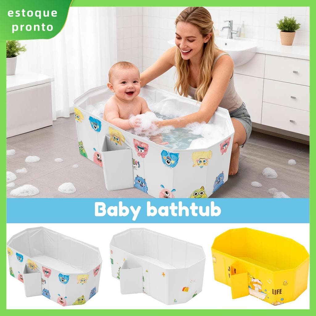 Banheira De Bebê Dobrável , Resistente Ao Calor , Antiderrapante , Ampla E Estável Para Banho De Criança , Cuidados Com 