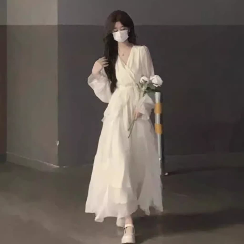 Vestido feminino de sucesso, estilo delicado e etéreo, vestido de noite de lua branca, com um toque de fada, sofisticaçã