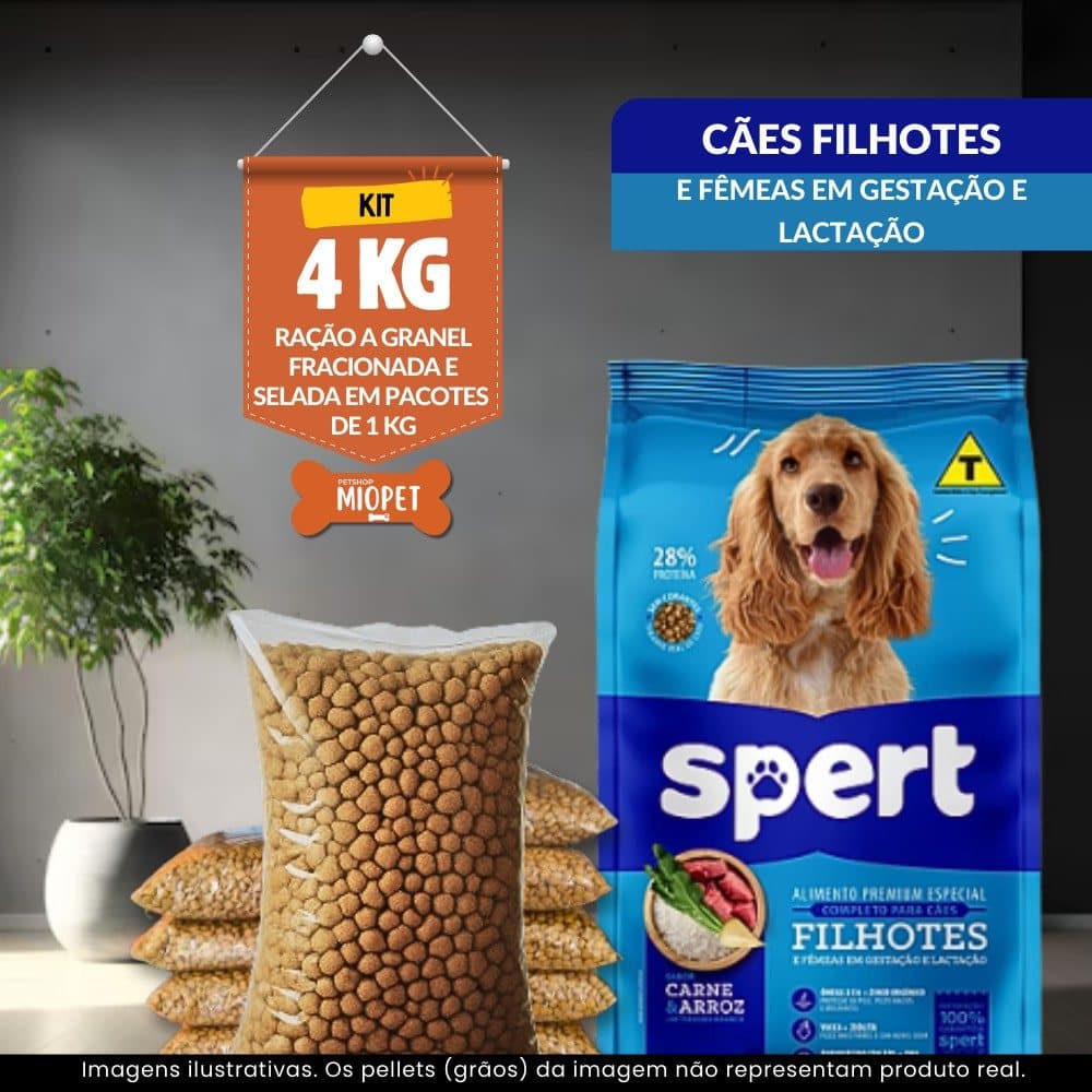 Ração Para Cachorro Spert Cães Filhotes a Granel – Sabor Carne e Frango | 28% Proteína | Embalagem Selada por Quilo