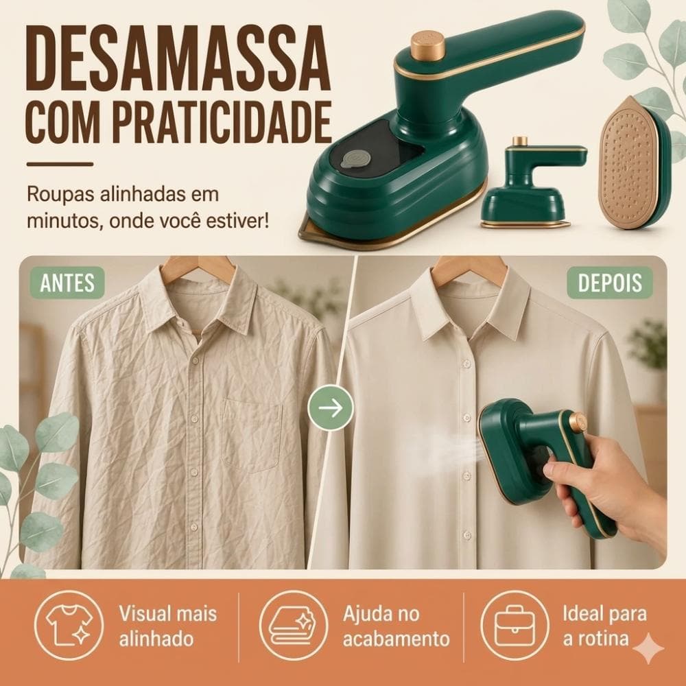 MINI FERRO A VAPOR PORTÁTIL DE VIAGEM COM CABO GIRATÓRIO 180 GRAUS FERRO DE PASSAR ROUPA COMPACTO