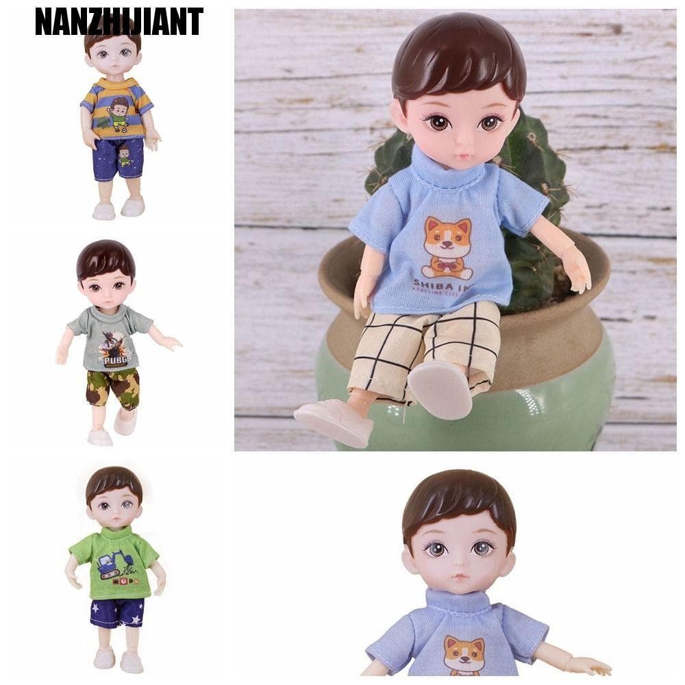 Boneca BJD De 16cm , 13 Bonecas Articuladas , Olhos Amarelos Azuis , Com Roupas Dobradiça De Simulados 3D