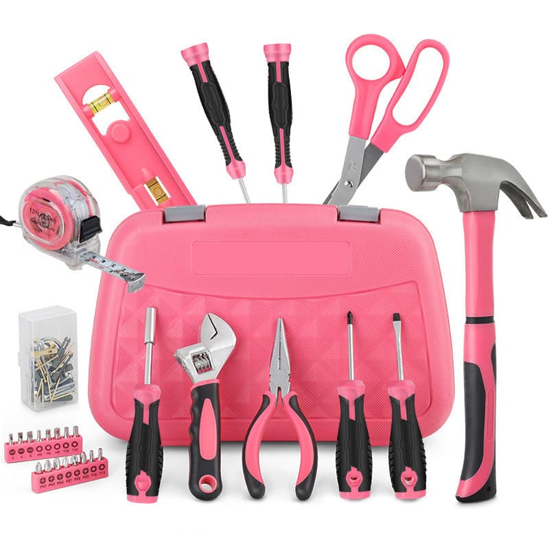  67 peças conjunto de ferramentas domésticas rosa caixa de ferramentas senhoras tesoura doméstica caixa de ferramentas r
