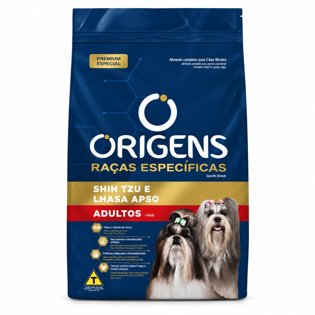 Ração Para Cachorro Shih Tzu Lhasa Apso Adulto Origens Raças Específicas Frango 3kg