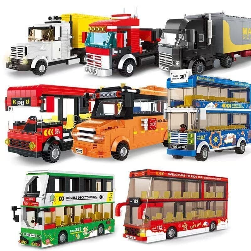 450 Peças de Blocos de Montar Lego, Ônibus Urbano, Caminhão de Carga, Brinquedo de Montar para Meninos, Presente