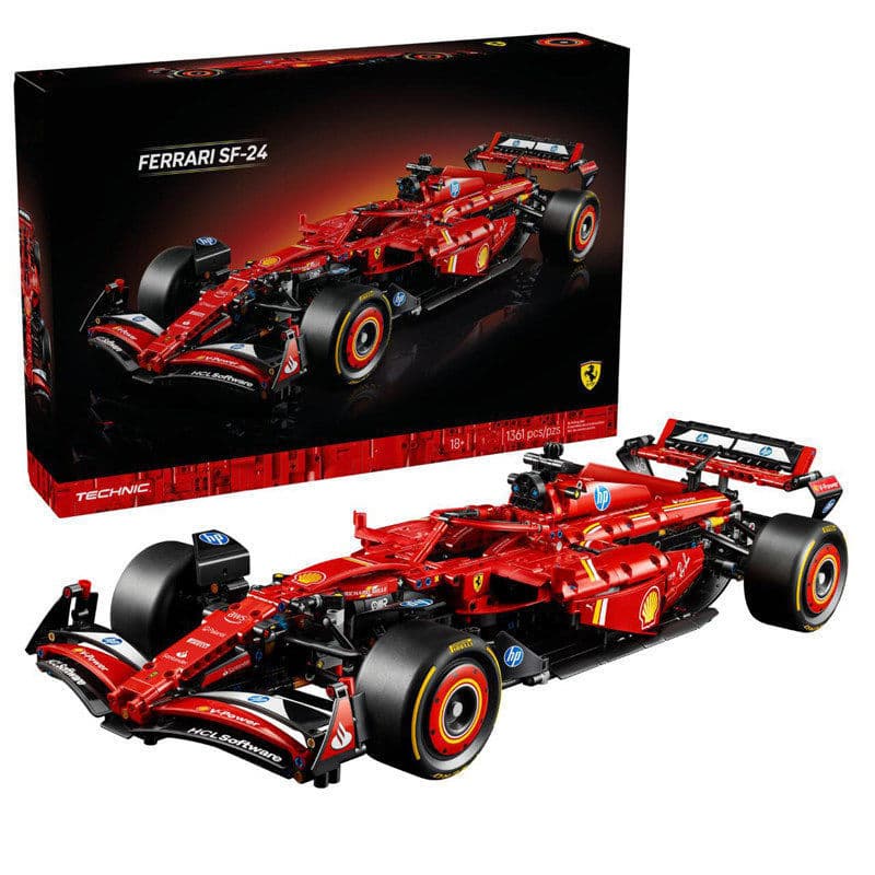 Compatível com o novo conjunto mecânico de carro de corrida F1 Ferrari SF-24 da LEGO, um brinquedo de blocos de montar p