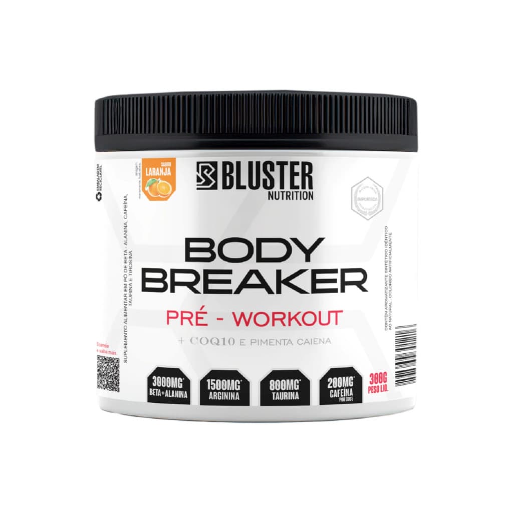 Pré Treino Body Breaker 300g - Bluster Nutrition - Pre Workout - Sabor Laranja