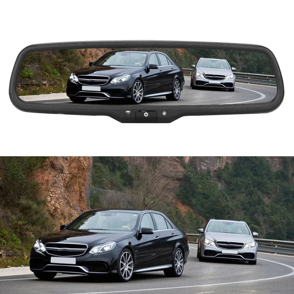 Espelho Retrovisor De Carro De 4.3 Polegadas Monitor De Escurecimento Automático Com Suporte Visão Traseira Preto Peças 