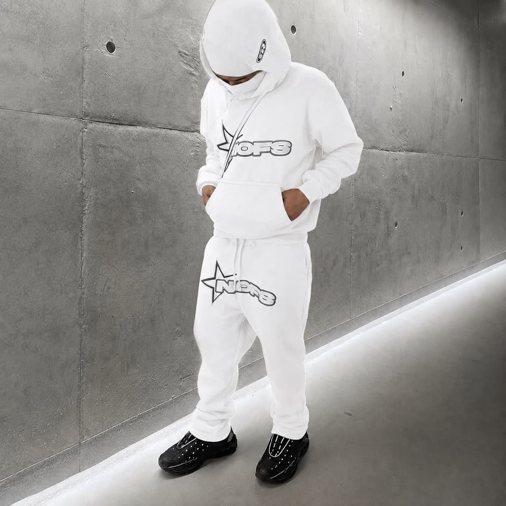 Conjunto de Moletom NOFS Blusa de Frio Moletom Canguru e Calça Unissex Casual Estilo Gringo Inverno
