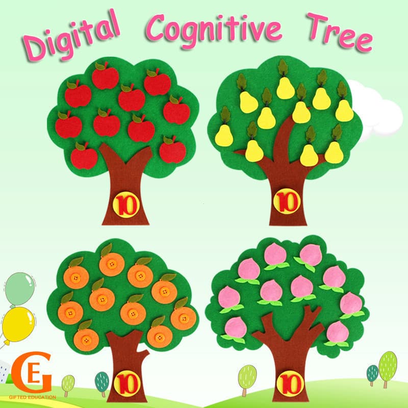 Brinquedos Educativos de Aprendizagem de Matemática Montessori para Crianças - Brinquedo de Maçã para Correspondência de