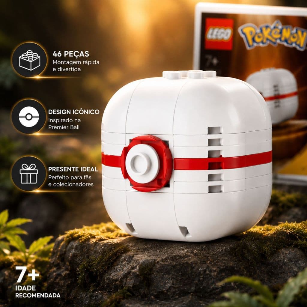 LEGO Pokémon Premier Ball 30729 Pokébola Original 46 Peças Blocos de Montar Presente Colecionável 7+