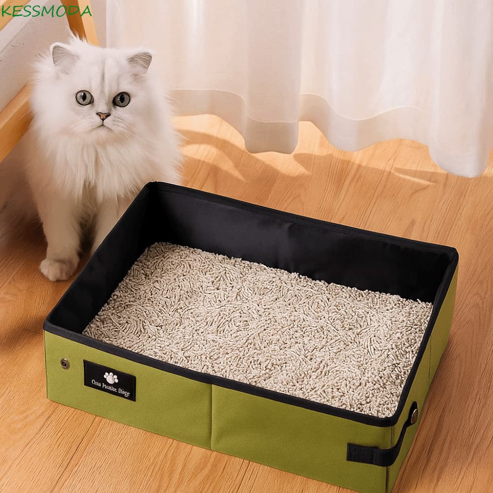 Caixa De Areia Portátil Para Gatos , Lixeira Impermeável Animais De Estimação Oxford , Bandeja Sanitária Dobrável E Reut