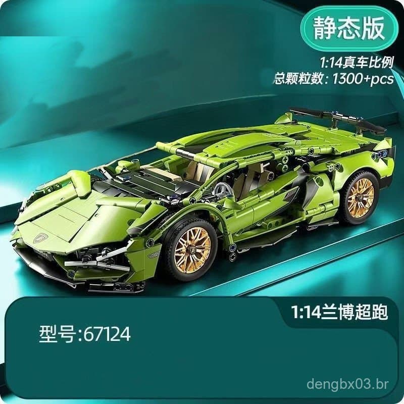 1.000 peças de blocos de montar compatíveis com Lego, supercarro Lamborghini com controle remoto 1:14, carro de corrida 