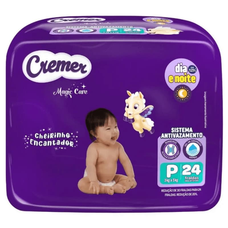 Fralda Cremer Magic Care Jumbo P com 24 unidades