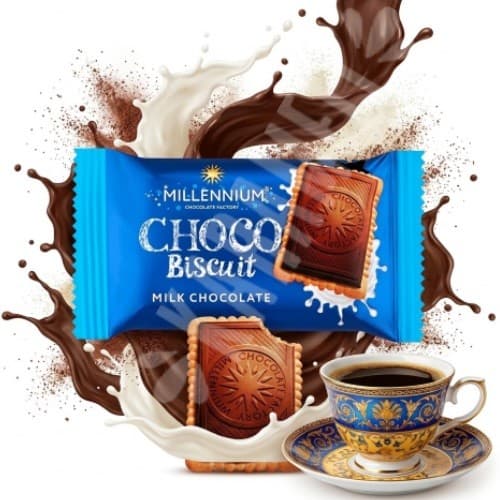 Choco Biscuit Milk Chocolate Millennium 15g - Importado Polônia
