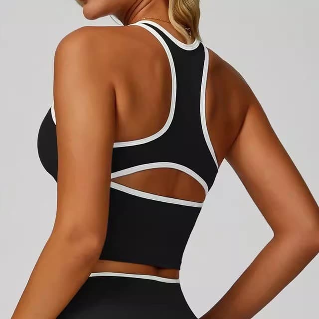 Roupa interior esportiva bainha contraste cor roupas de Fitness bela volta feminino nu correndo oco apertado colete espo