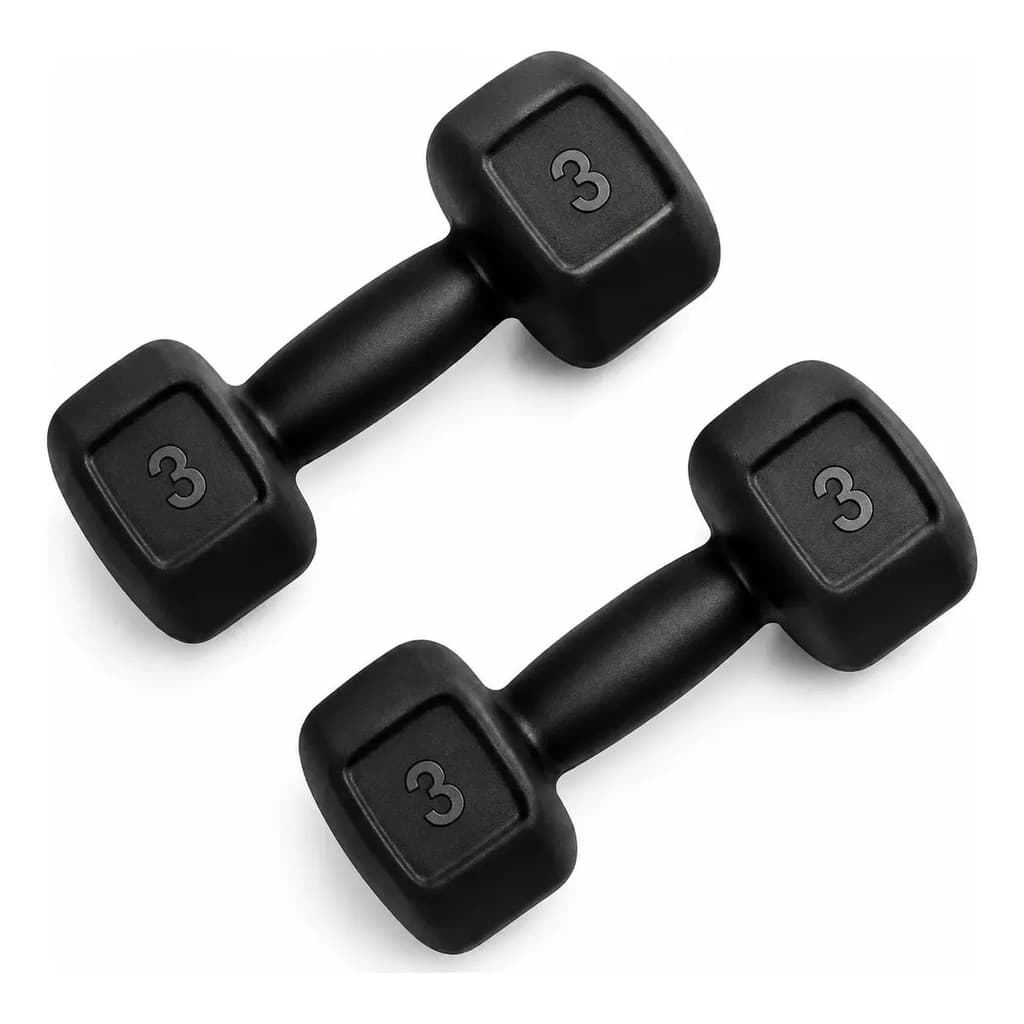 Kit 2 Halter 3Kg (Par) Emborrachado Musculação Academia Treino Peso Fitness Peso Exercícios Ferduor Físicos Esporte Fisi