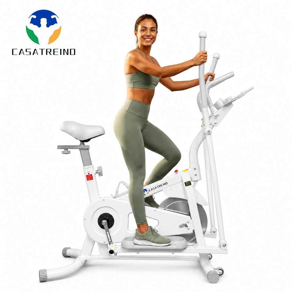 Bicicleta Ergométrica com Elíptico 2 em 1 Casa Fitness Resistência por Feltro Ajustável 120kg