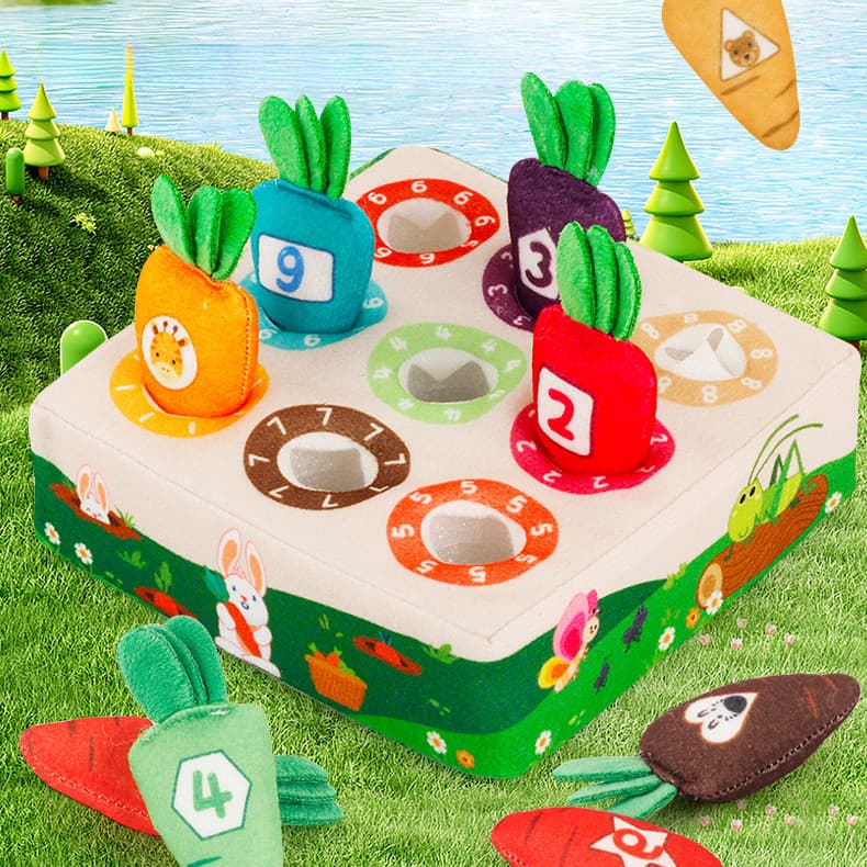 Brinquedo de pelúcia infantil para puxar cenouras, brinquedo educativo para bebês e crianças pequenas, jogo de reconheci