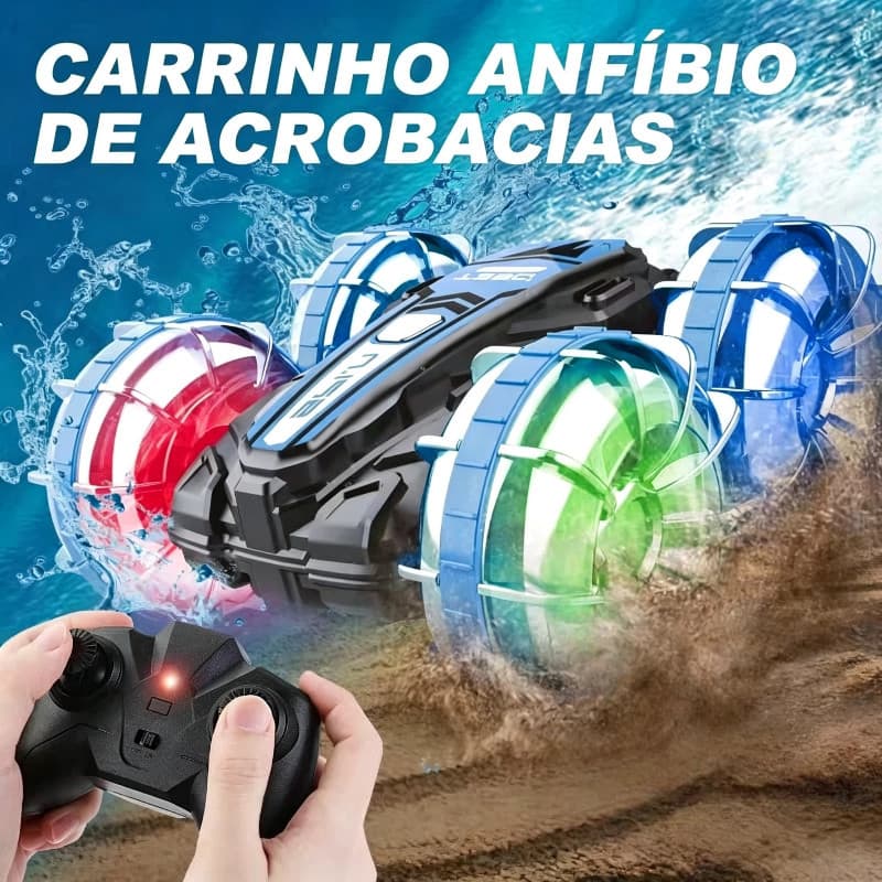 WALCOS Carrinho Controle Remoto Anfíbio Acrobático 360° Anda na Água 2.4G Infantil