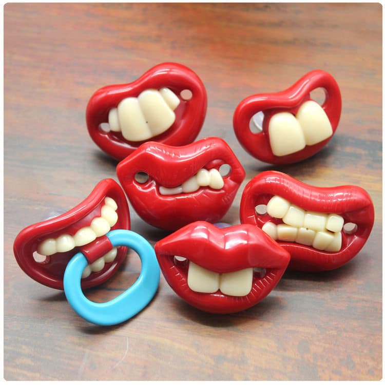 Chupeta de dente novo estilo bebê engraçado chupeta barba 14 polegar tipo Tycoon Cowboy crianças Spoof