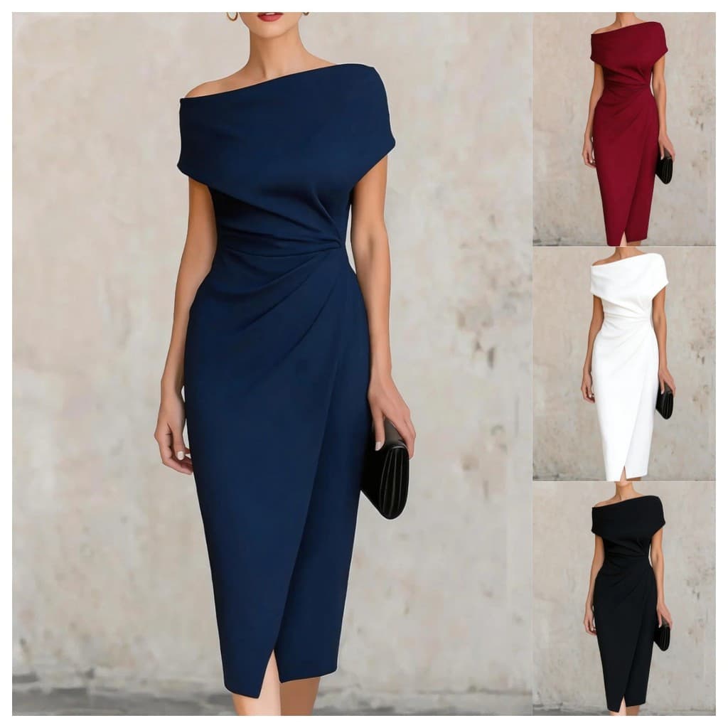 Vestido midi feminino com ombros à mostra, vestido midi feminino com ombros à mostra, vestido midi feminino com ombros à