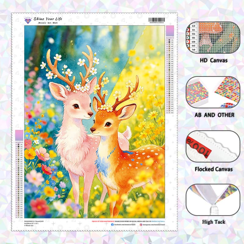 [PL Diamantes AB Atualizados + Tecido Flocado] Acompanhado Por Um Cervo Pintura De Diamante 5D DIY Artesanato Mosaico Bo
