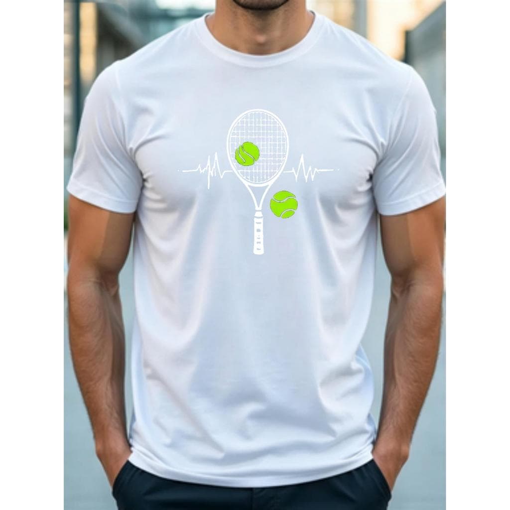 Camiseta Tênis, Raquete de Tênis, Bola de Tênis, Esporte, Paixão pelo Tênis, Coração Batendo, Linha de Vida, Esportiva