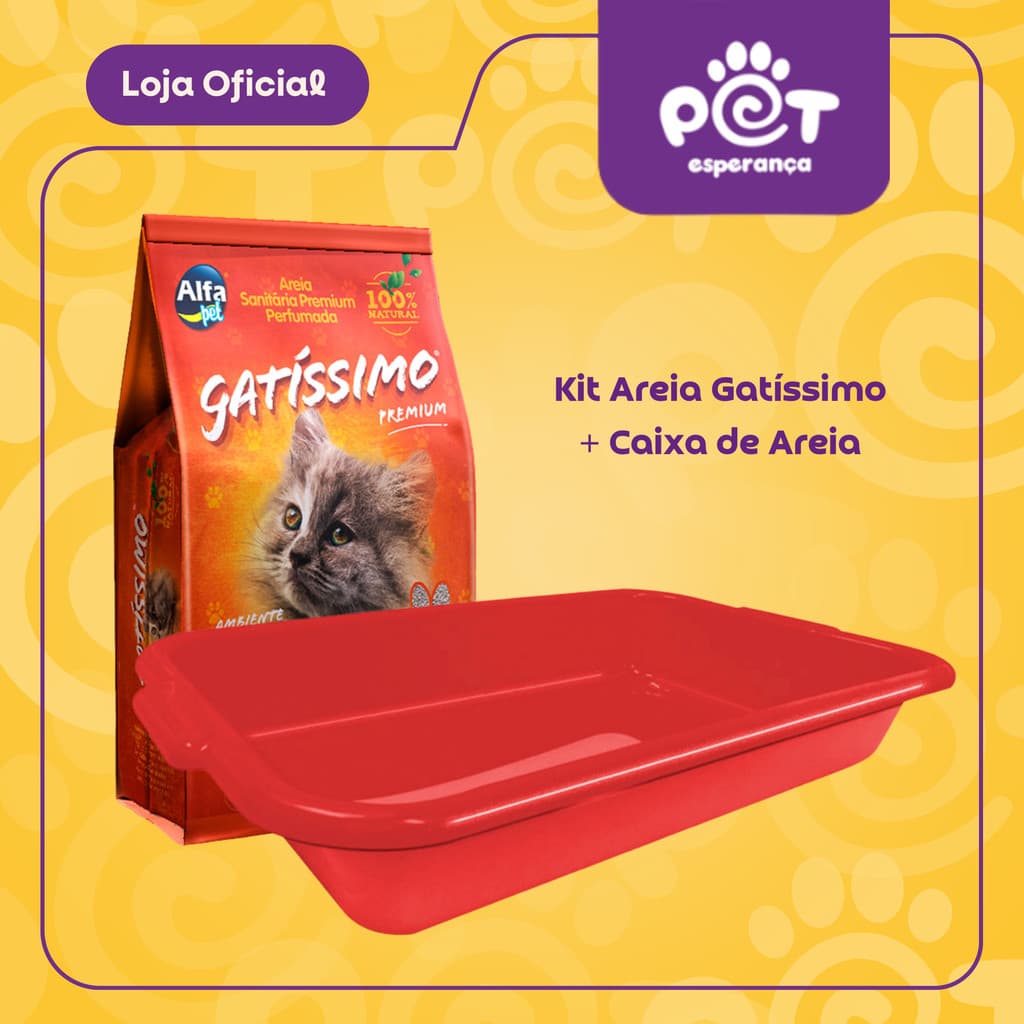 Kit Areia Higiênica Natural Gatíssimo + Bandeija Sanitária Caixa de Areia para Gatos