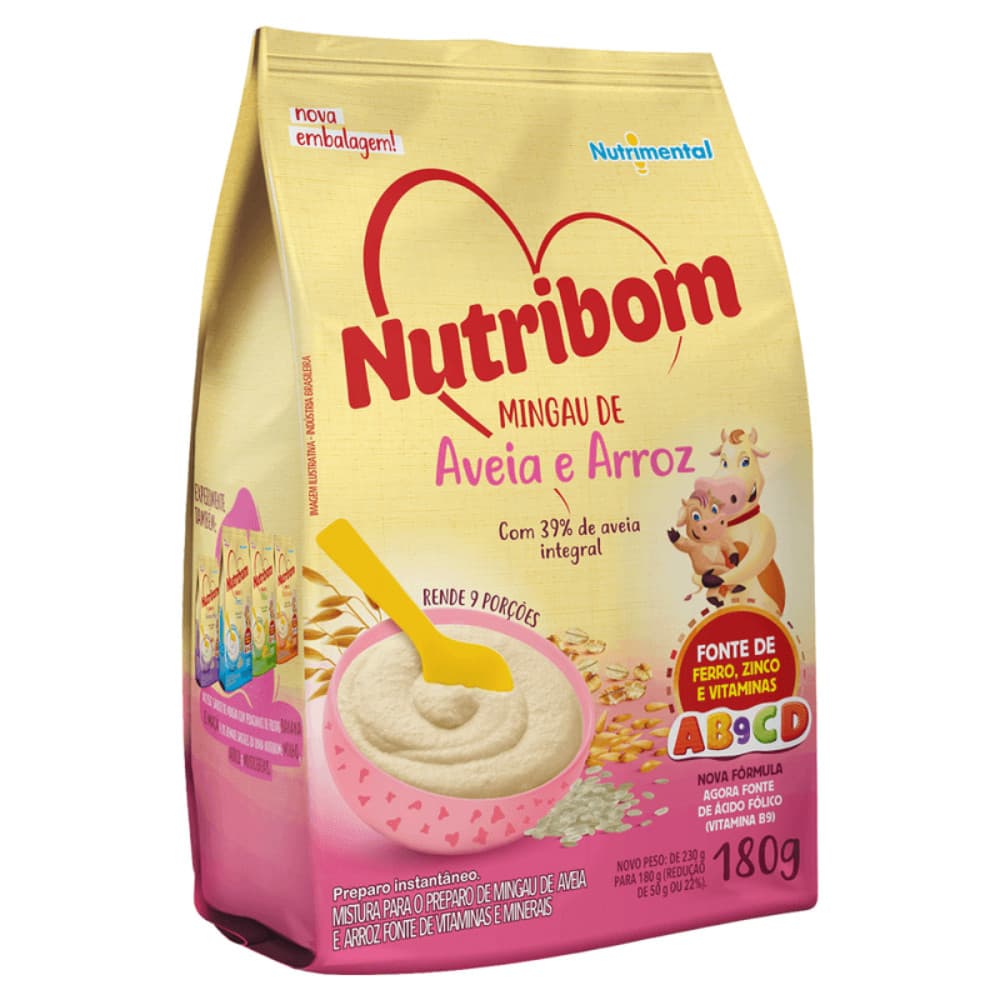 Mingau Infantil Aveia e Arroz 180g Nutribom Alimentação Bebê Nutritiva