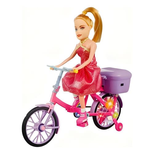 Boneca Infantil Bicicleta Articulada Musica Anda Acende