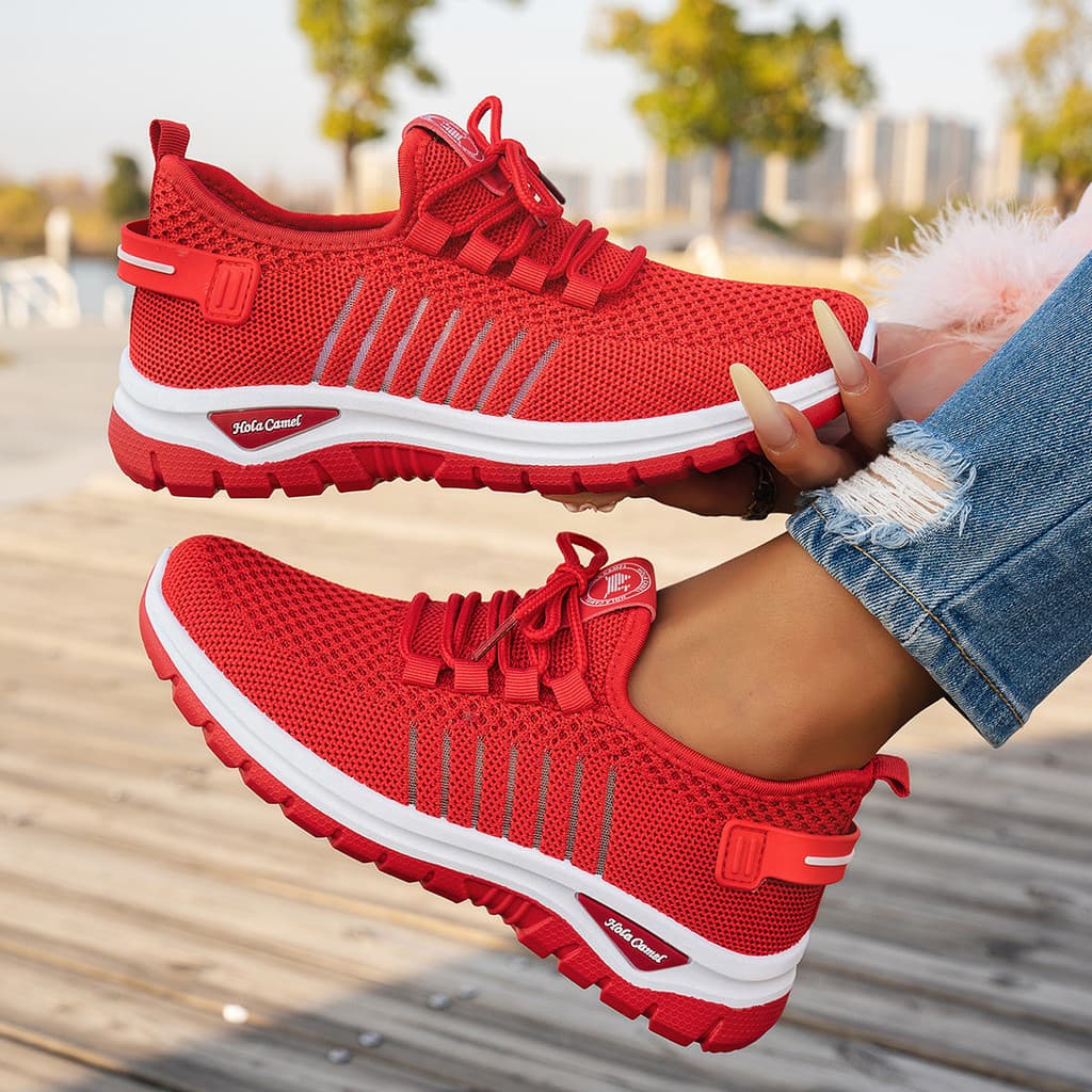 Sapatos femininos para primavera e outono, calçados esportivos casuais femininos, respiráveis e confortáveis, com sola m