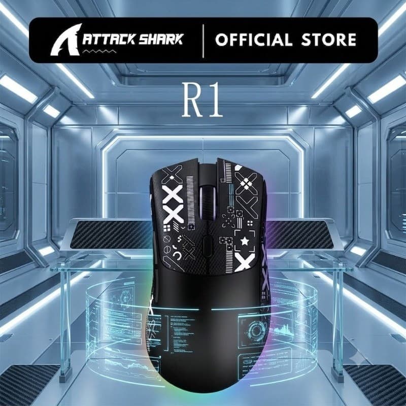 [Enviado Do Brasil , Sem Impostos !] ATTACK SHARK R1 55g Mouse Fio Ultraleve 18000DPI Tri-Mode Gaming 20M Cliques Ergonô