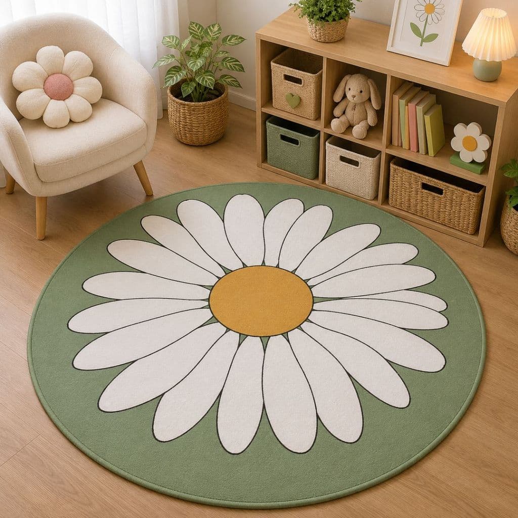 Tapete Redondo Decorativo 88cm Antiderrapante para Sala e Quarto 2225