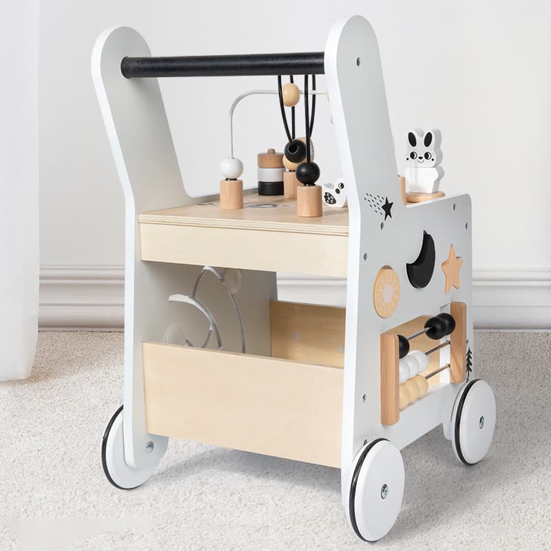 Andador de bebê de madeira multifuncional educacional educação precoce carrinho brinquedo bebê aprender a andar walker p