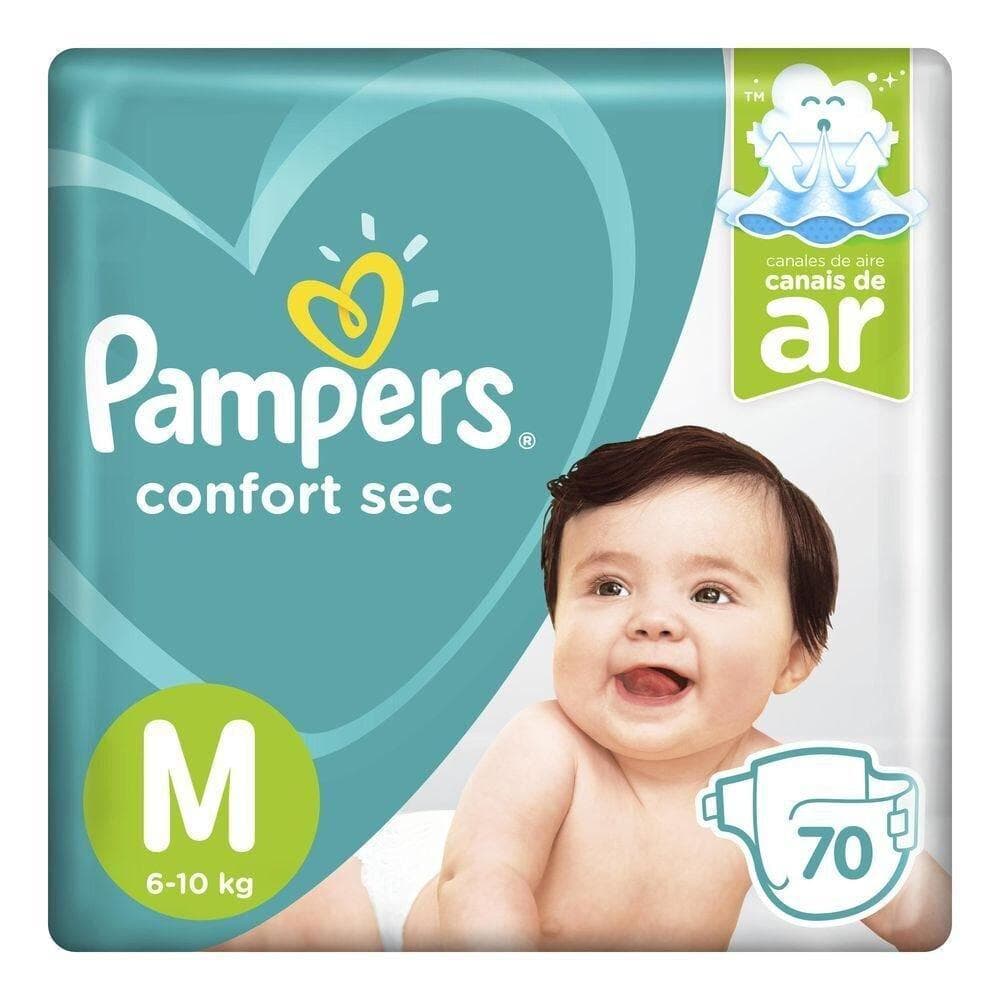 Fralda Pampers Confort Sec M com 70 Unidades (4 Grátis) – Fortbag