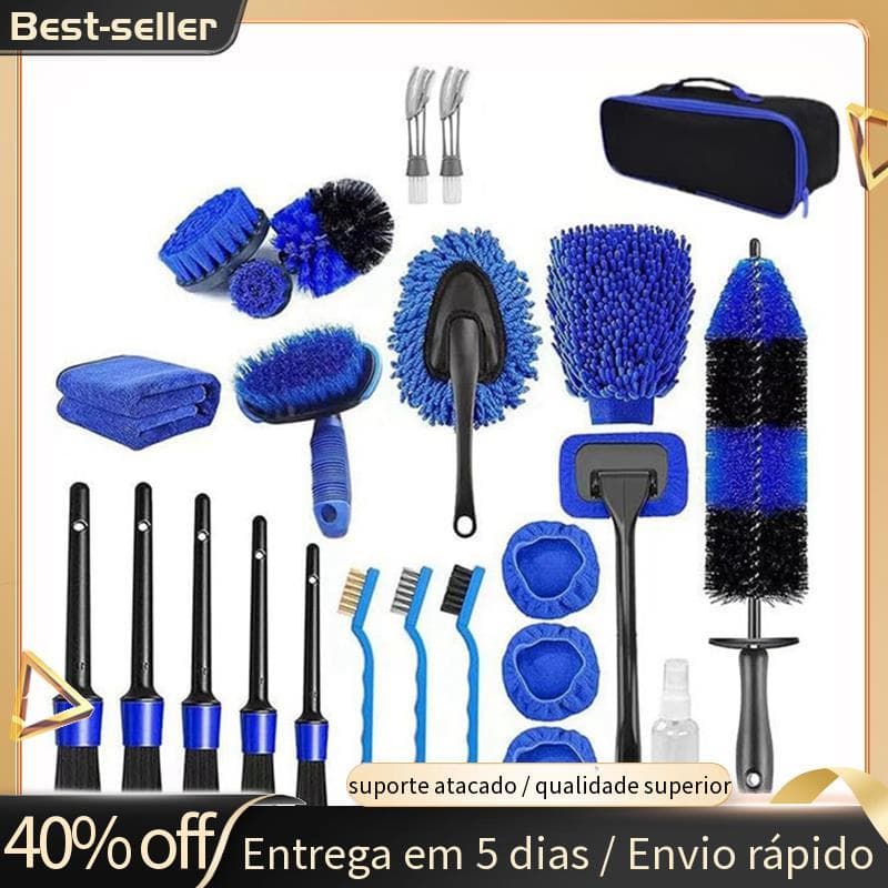 Kit Profissional 24pcs Conjunto De Escova , Ferramentas De Detalhamento De Carro Escovas De Limpeza De Pára-Brisa
