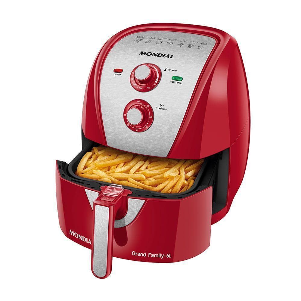 Fritadeira sem Óleo Air Fryer Mondial AFN-60-RI 6L 1900W Vermelho 220V