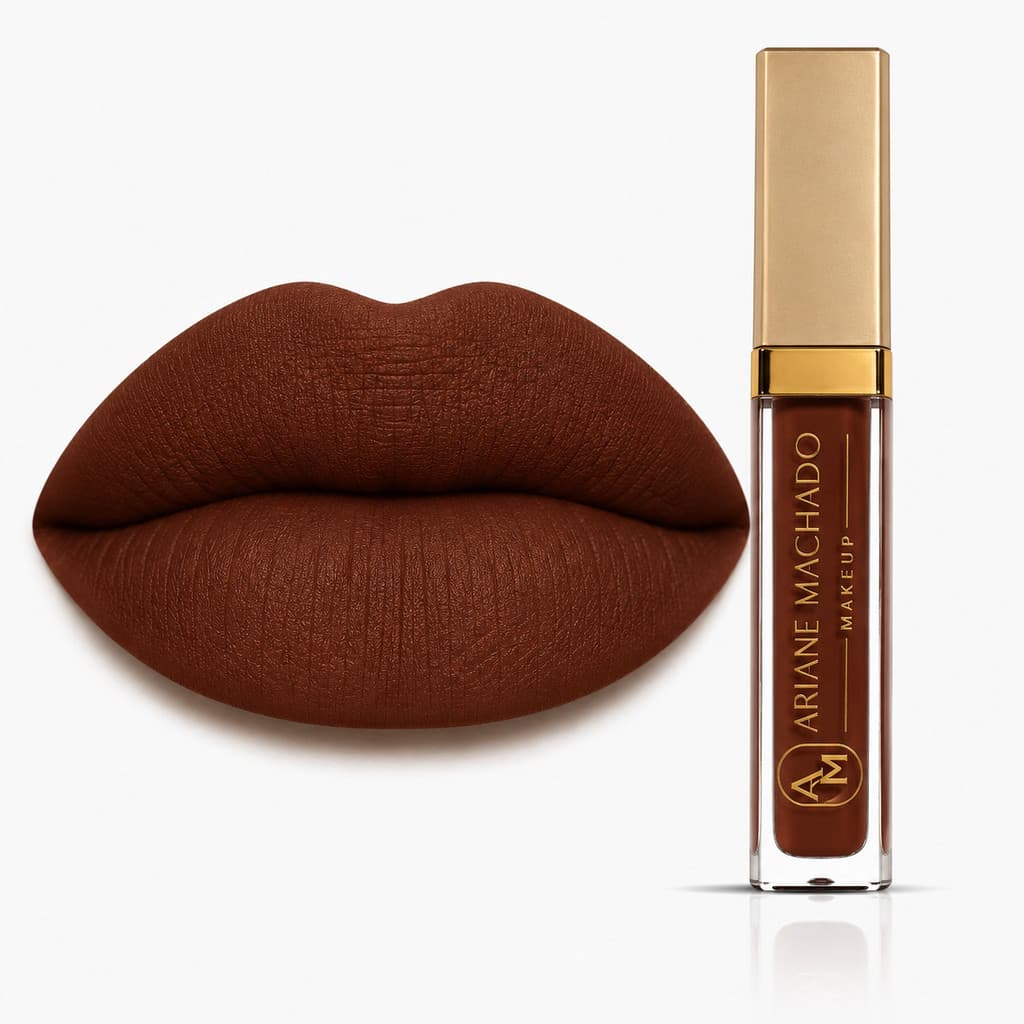 Batom Matte Líquido Cacau Marrom Alta Pigmentação Longa Duração - Ariane Machado Makeup