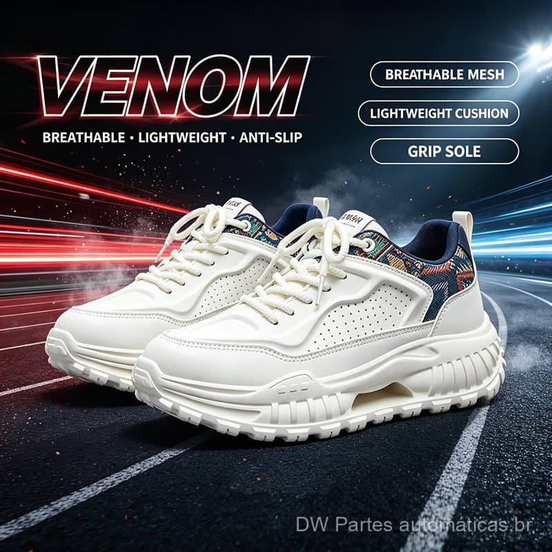 Tênis Masculinos Estilo Dad Shoes Tendência Esportiva 2026, Sola Grossa para Viagem, Tênis Brancos Retrô com Cabedal Res
