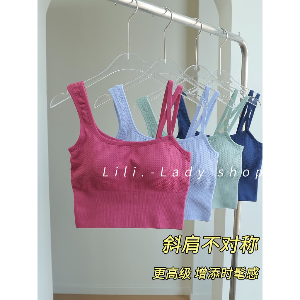 Colete esportivo feminino 2026 novo estilo rosqueado bonito volta roupas de Fitness roupa interior com almofada no peito