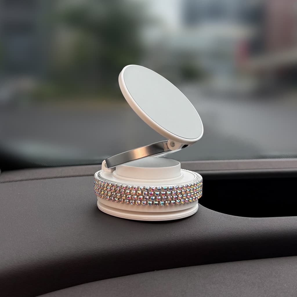Diamante magnético suporte do telefone do carro adsorção de vácuo rotativa dobrável Interior do carro quadro de suporte 