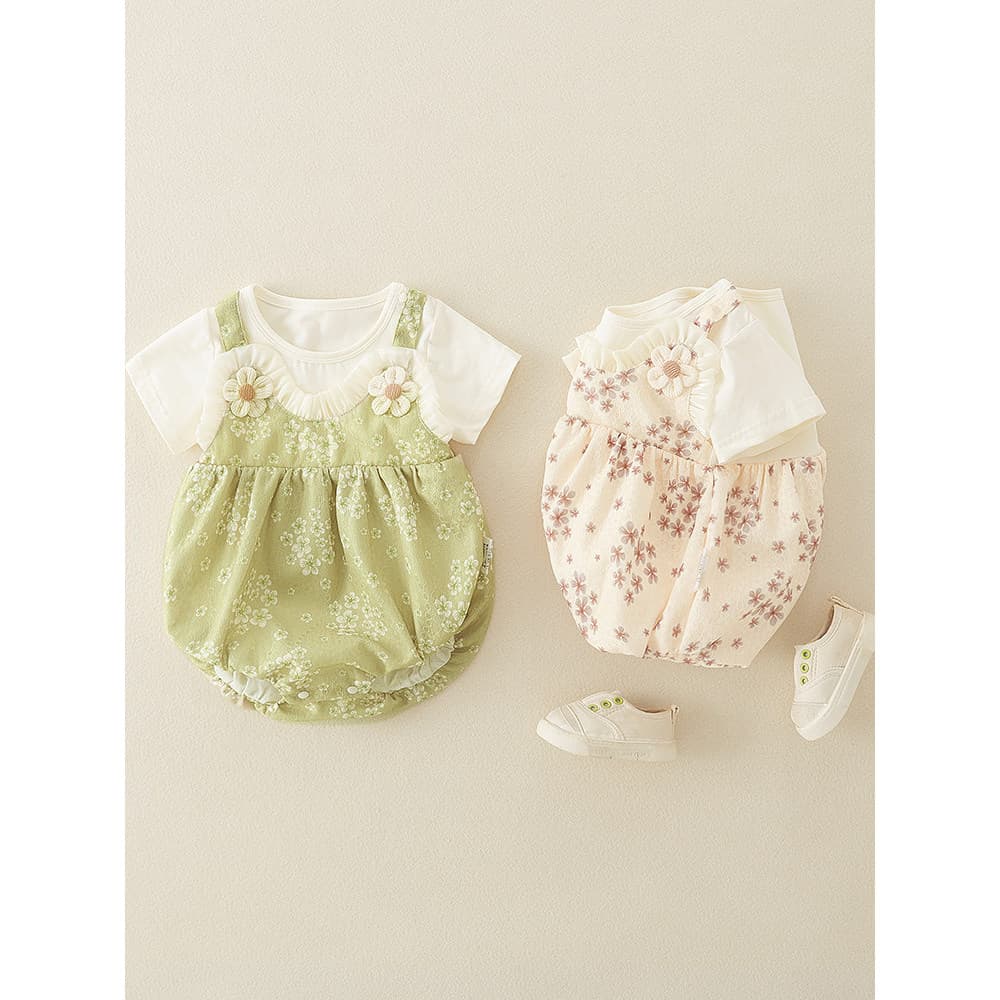 Bebê bebê roupas de verão bebê menina macacão moda recém-nascido princesa macacão verão de manga curta macacão de bebê